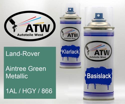 Land-Rover, Aintree Green Metallic, 1AL / HGY / 866: 400ml Sprühdose + 400ml Klarlack - Set, von ATW Autoteile West.